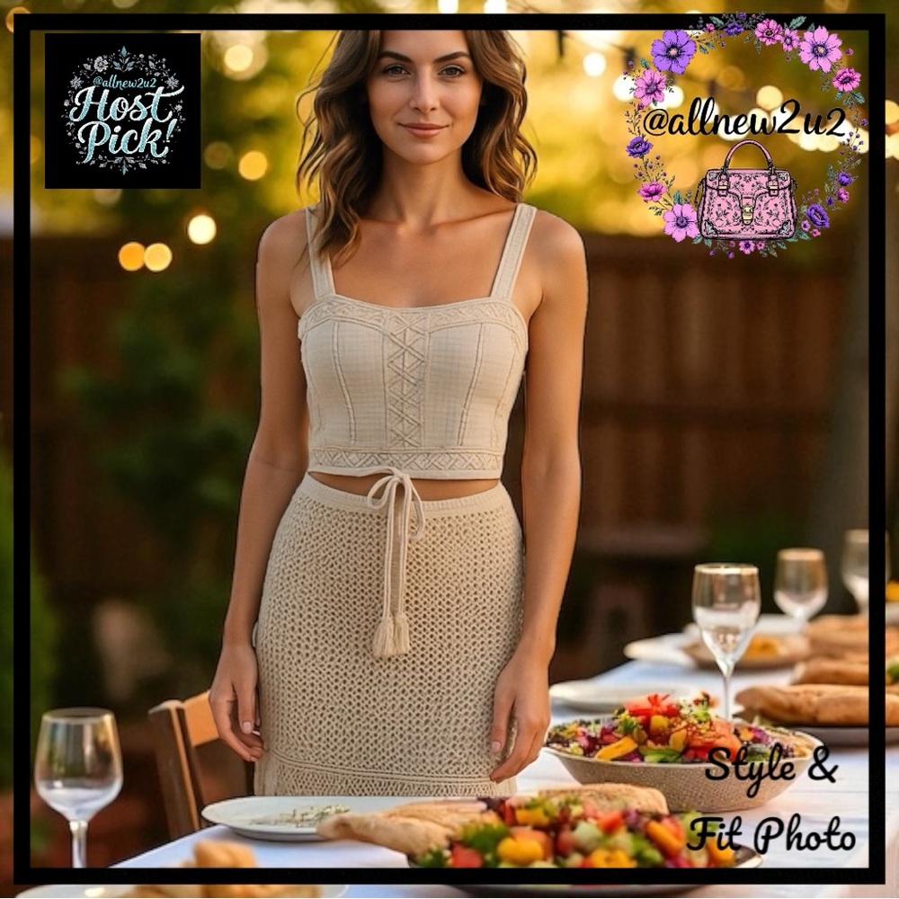Ryegrass 2 Pc Cream Crochet Top and Skirt Set XS - Picture 5 of 17
